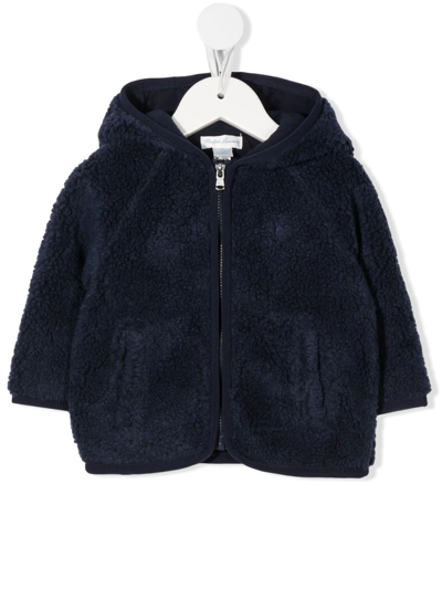 Shop Ralph Lauren Hooded Faux Fur Jacket In Blue