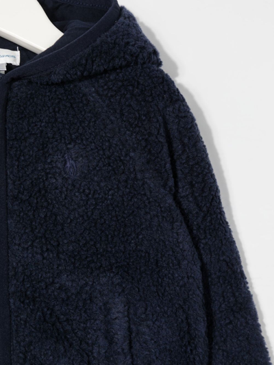 Shop Ralph Lauren Hooded Faux Fur Jacket In Blue