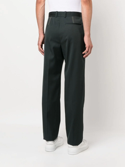 Shop Oamc Contrast-stitching Straight-leg Trousers In Green
