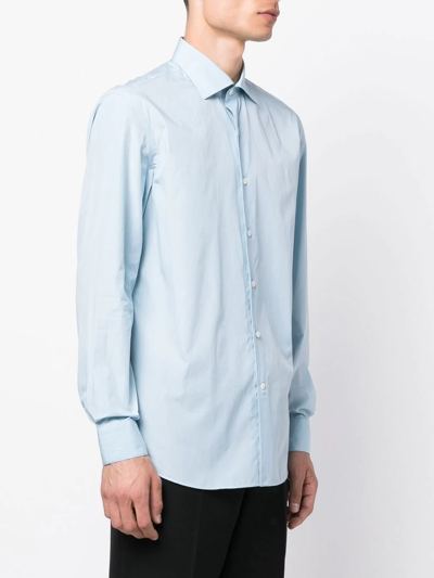 Caruso Covered-placket Shirt In Blue