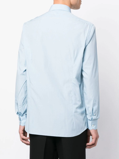 Caruso Covered-placket Shirt In Blue
