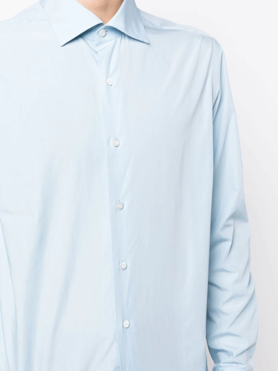 Caruso Covered-placket Shirt In Blue