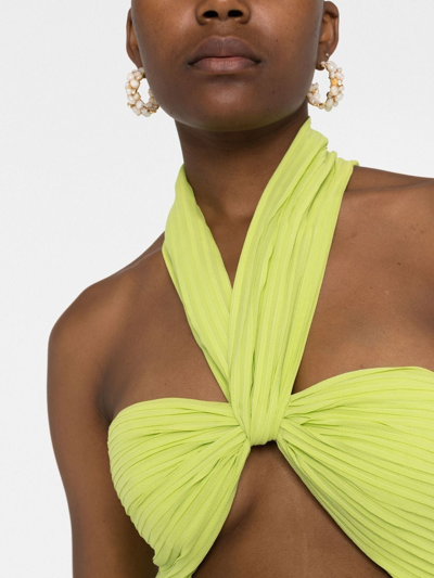 Elie Saab Halterneck Pleated Gown In Green