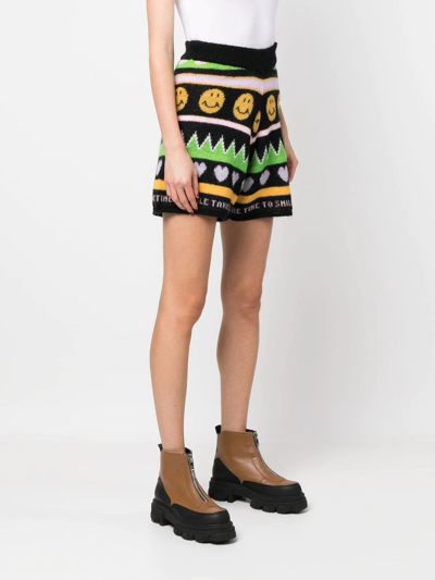 Shop Joshua Sanders Graphic-print Knitted Shorts In Black