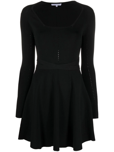 Shop Patrizia Pepe Perforated Pleated Mini Dress In Black