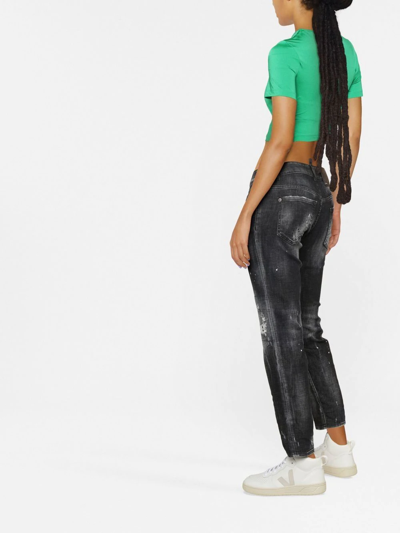 Dsquared2 Distressed Cropped Jeans In Grey