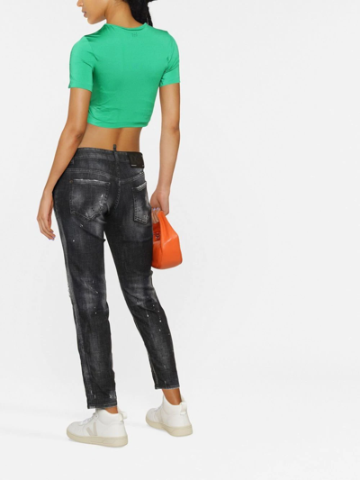 Dsquared2 Distressed Cropped Jeans In Grey