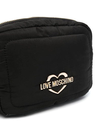 Shop Love Moschino Logo-plaque Zip Shoulder Bag In Black
