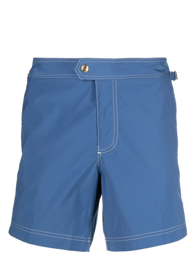 Shop Tom Ford Straight-leg Swim Shorts In Blue