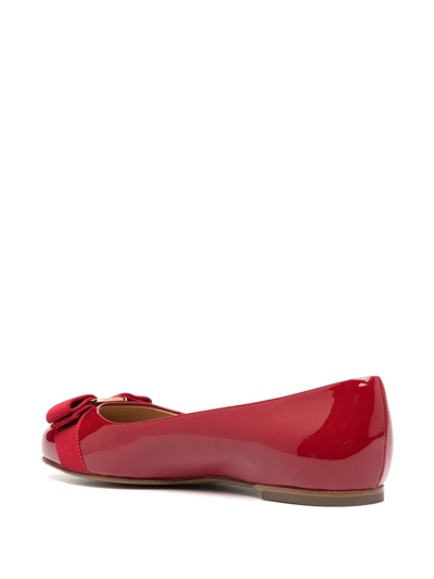 Shop Ferragamo Varina Flat Ballerina Shoes In Red