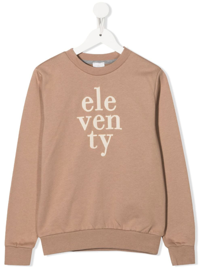 Shop Eleventy Logo-applique Sweatshirt In Neutrals