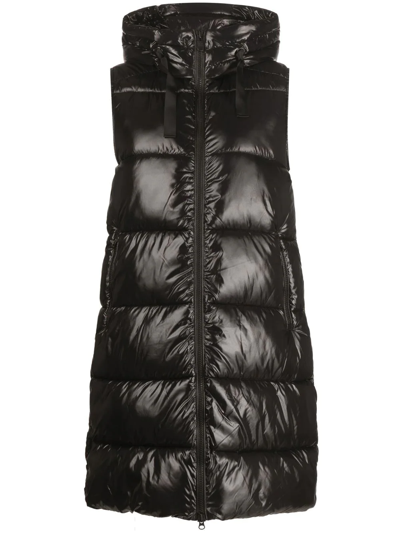 Shop Save The Duck Long Puffer Gilet In Black