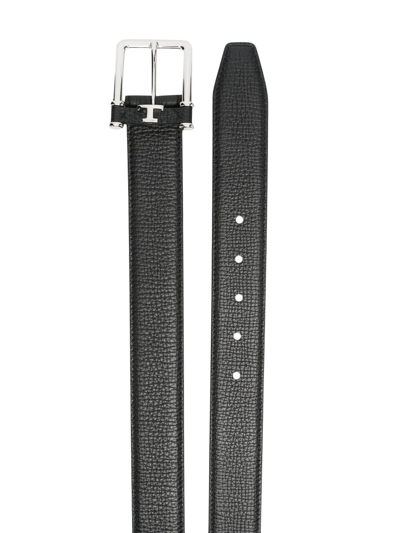 Shop Tod's Logo-buckle Grained Leather Belt In Black