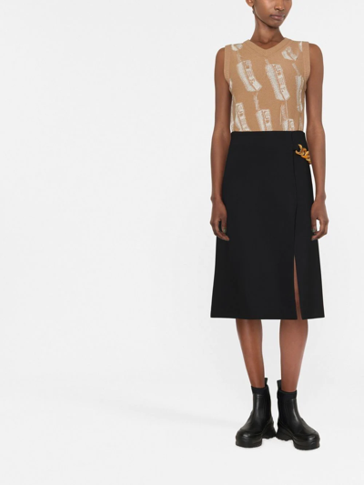 Stella Mccartney Chain-trimmed Midi Skirt In Black