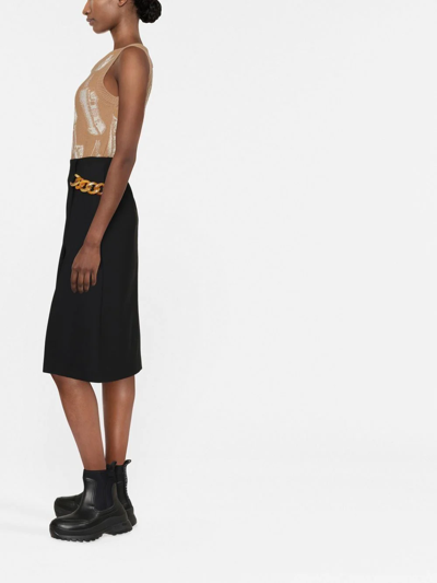 Stella Mccartney Chain-trimmed Midi Skirt In Black