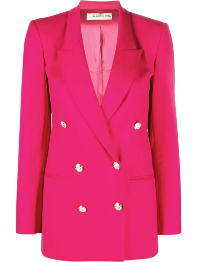 Shop Blanca Vita Sophilia Double-breasted Blazer In Pink
