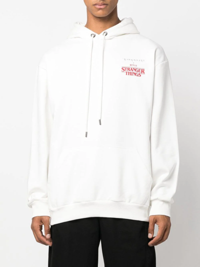 Shop Throwback X Stranger Things Graphic-print Hoodie In White
