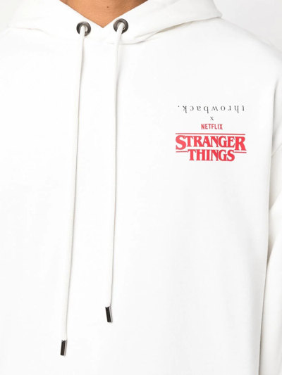Shop Throwback X Stranger Things Graphic-print Hoodie In White