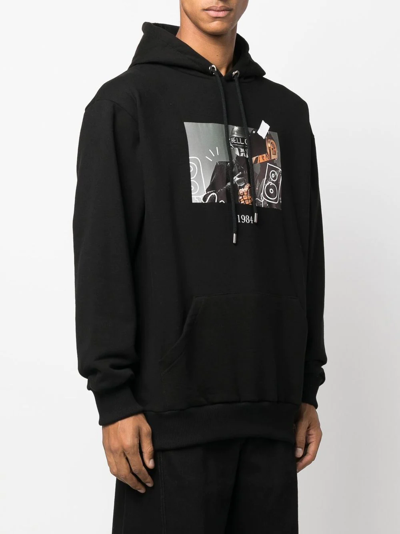 Shop Throwback Graphic-print Cotton Hoodie In Black