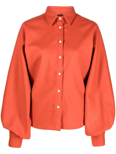 Shop Made In Tomboy Long Puff-sleeved Shirt In Orange