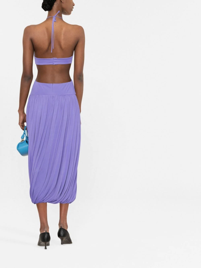 Shop Stella Mccartney Triangle-bra Halterneck Midi Dress In Purple