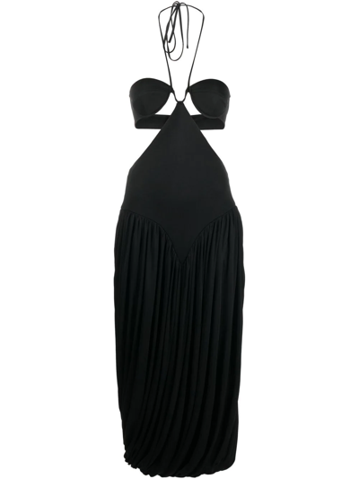 Shop Stella Mccartney Triangle-bra Halterneck Midi Dress In Black