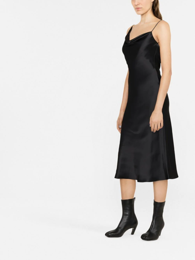 Shop Stella Mccartney Draped Satin Slip Dress In Black