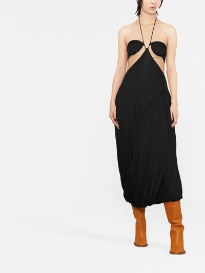 Shop Stella Mccartney Triangle-bra Halterneck Midi Dress In Black