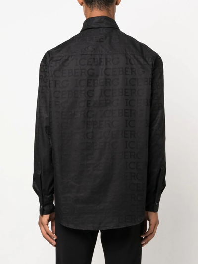 Shop Iceberg Logo-print Long-sleeved Shirt In Black
