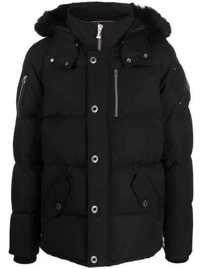 Shop Moose Knuckles Faux-fur Trim Padded Parka In Black