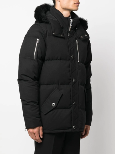 Shop Moose Knuckles Faux-fur Trim Padded Parka In Black