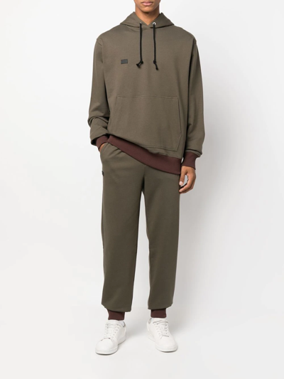 Shop Helmut Lang Drawstring Logo-print Hoodie In Green