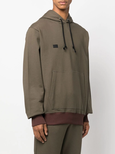 Shop Helmut Lang Drawstring Logo-print Hoodie In Green