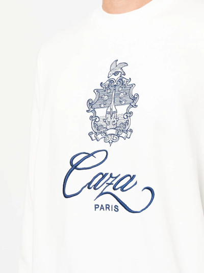 Shop Casablanca Logo-print Long-sleeve Sweatshirt In White
