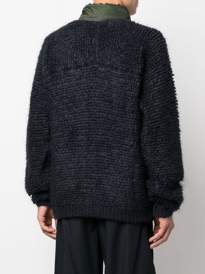 Shop Marni Knitted Zip-up Cardigan In Blue