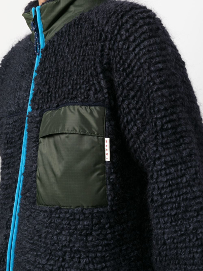 Marni Zipped Cardigan In Blue