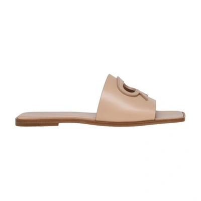 Shop Gianvito Rossi Ribbon Slide Sandals In Peach