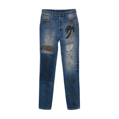 Shop Palm Angels Palm Regular Jeans In Blue Black