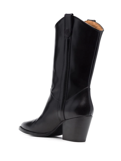 Shop Maje 75mm Leather Cowboy Boots In Black