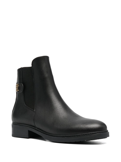 Tommy Hilfiger Monogram-plaque Ankle Boots In Schwarz