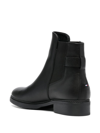 Tommy Hilfiger Monogram-plaque Ankle Boots In Schwarz
