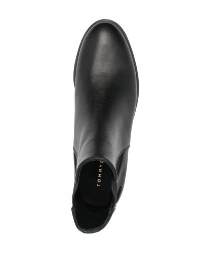 Tommy Hilfiger Monogram-plaque Ankle Boots In Schwarz