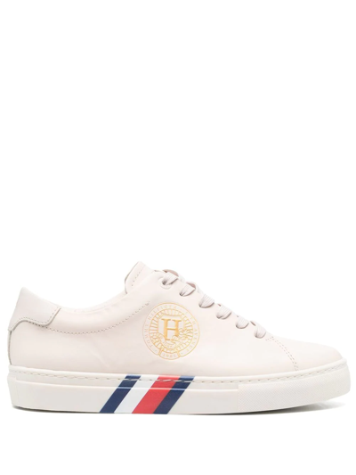 Shop Tommy Hilfiger Elevated Crest Low-top Sneakers In Nude