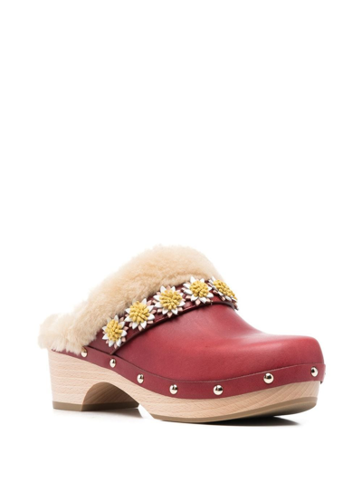 Fabrizio Viti Flower-applique Detail Mules In Red