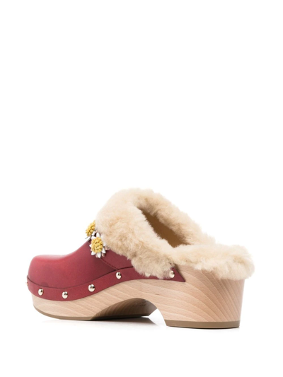 Fabrizio Viti Flower-applique Detail Mules In Red