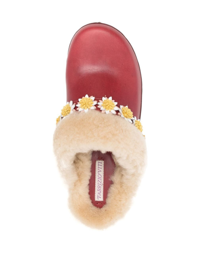 Fabrizio Viti Flower-applique Detail Mules In Red