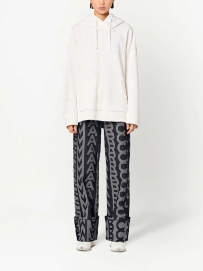 Shop Marc Jacobs Monogram Oversized Drawstring Hoodie In White