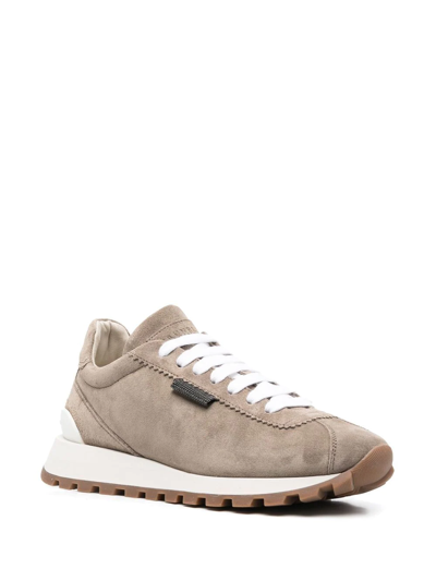 Brunello Cucinelli Bead-detailing Low-top Sneakers In Neutrals