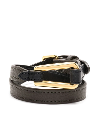 Coccinelle Buckled Leather Bracelet In Schwarz | ModeSens