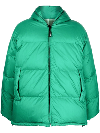 Marni Reversible Padded Hooded Coat In Grün